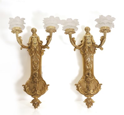 Lot 473 - A pair of gilt metal wall sconces