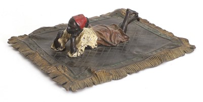 Lot 252 - Franz Xaver Bergman (Austrian 186-1936) an Austrian cold-painted bronze figure of a boy