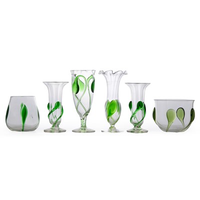 Lot 76 - A collection of Art and Crafts glass vases
