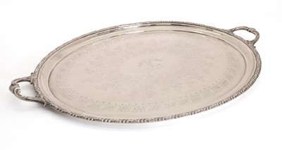 Lot 14 - A silver-plated two-handled tray
