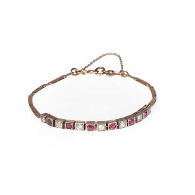 Lot 112 - A ruby and diamond set bracelet
