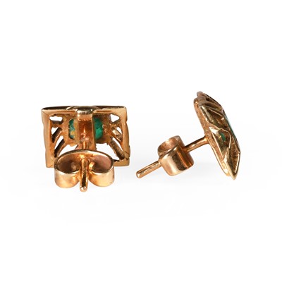 Lot 89 - A pair of emerald set stud earrings