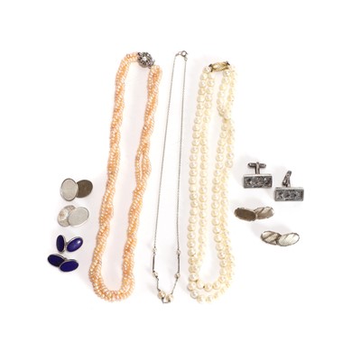 Lot 302 - A group of cultured pearl jewellery and gentlemen's jewellery
