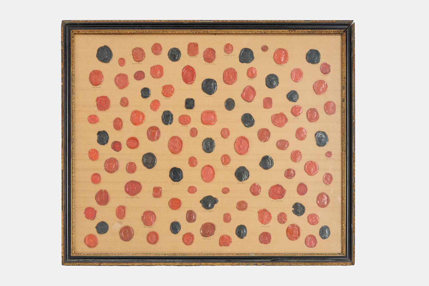 Lot 87 - A framed group of wax seals