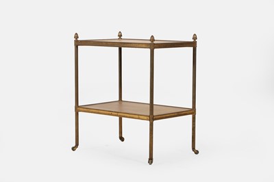Lot 197 - A Regency-style brass and leather étagère