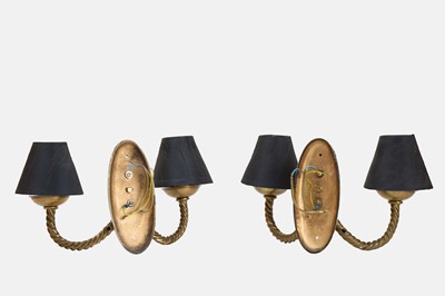 Lot 52 - A pair of brass wall lights by Besselink & Jones