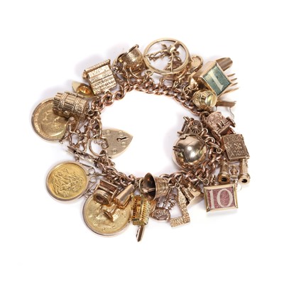 Lot 360 - A gold charm bracelet