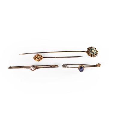 Lot 240 - A group of stick pins and brooches