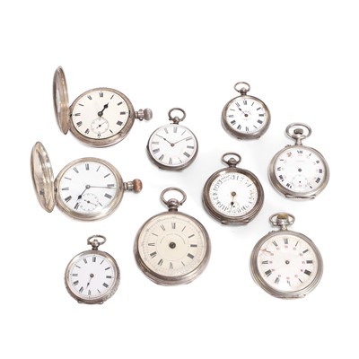 Lot 495 - A group of nine silver pocket watches