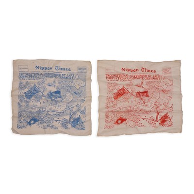 Lot 262 - Two Second World War Japanese surrender commemorative silk handkerchiefs