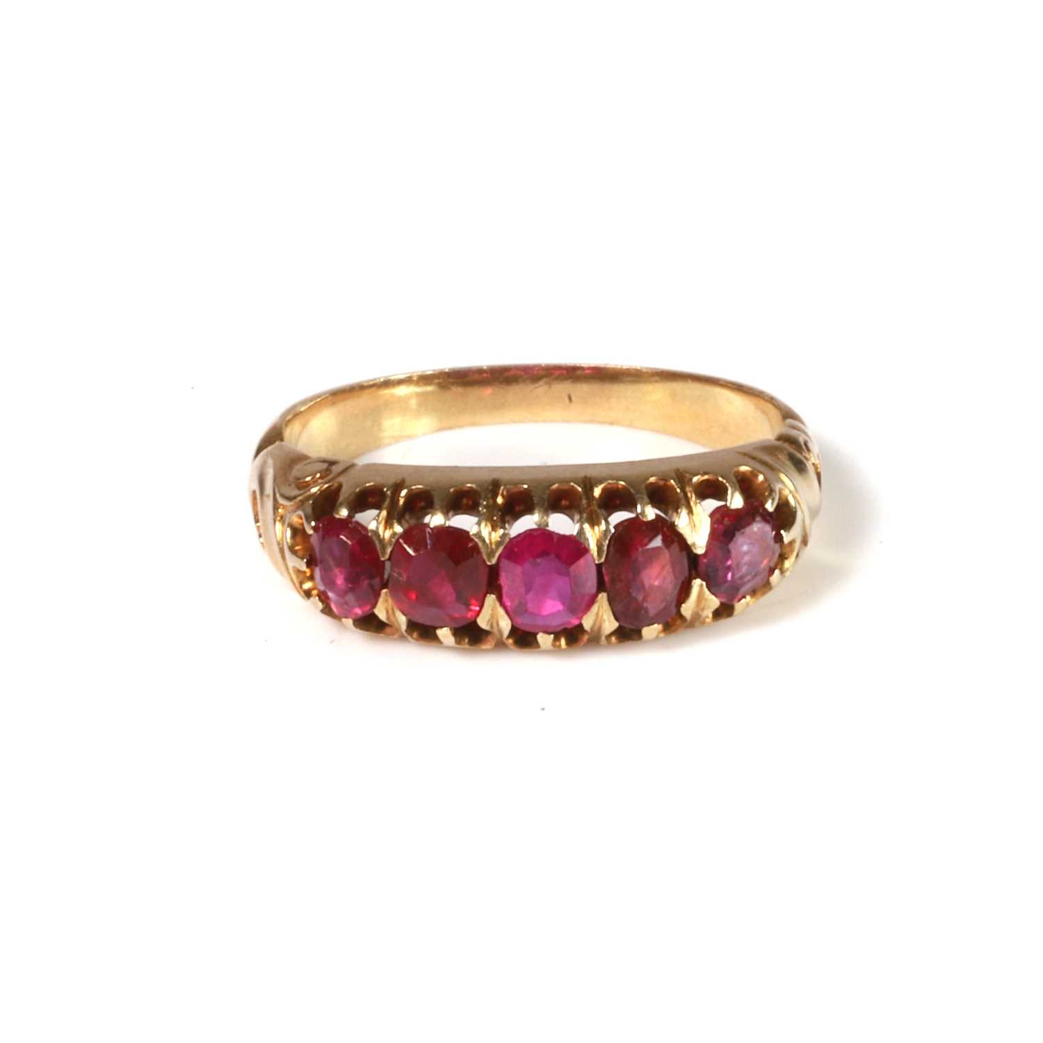Lot 27 - A ruby five stone ring