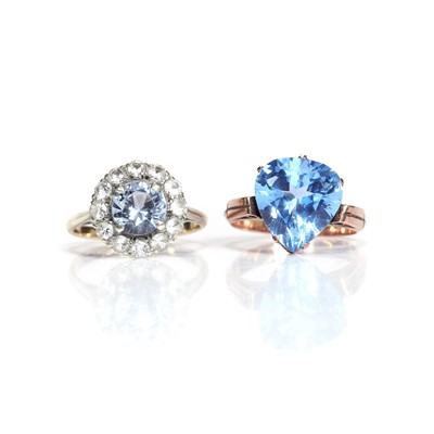 Lot 239 - Two synthetic spinel set rings