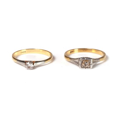 Lot 220 - Two diamond single stone rings
