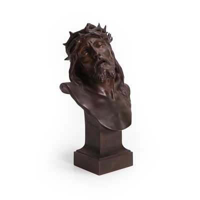 Lot 317 - A bronze bust of Jesus Christ