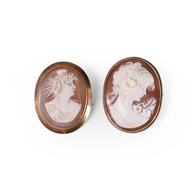 Lot 232 - Two shell cameo brooches