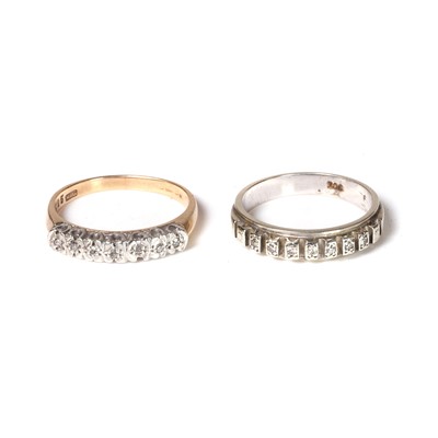 Lot 238 - Two 9ct gold diamond half eternity rings