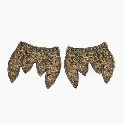 Lot 175 - A pair of bejewelled and embroidered silk elephant panels