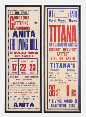 Lot 31 - Three unusual Fairground 'freak' advertising posters or handbills