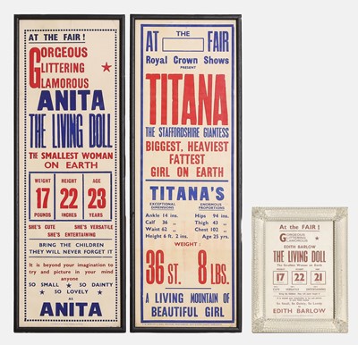 Lot 31 - Three unusual Fairground 'freak' advertising posters or handbills