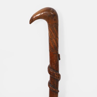 Lot 95 - An Occultist carved wood walking stick