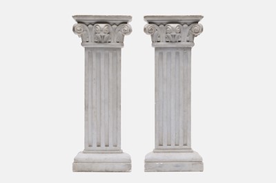 Lot 112 - A pair of white marble column pilasters