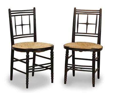 Lot 538 - A pair of Arts & Crafts painted 'Sussex' side chairs