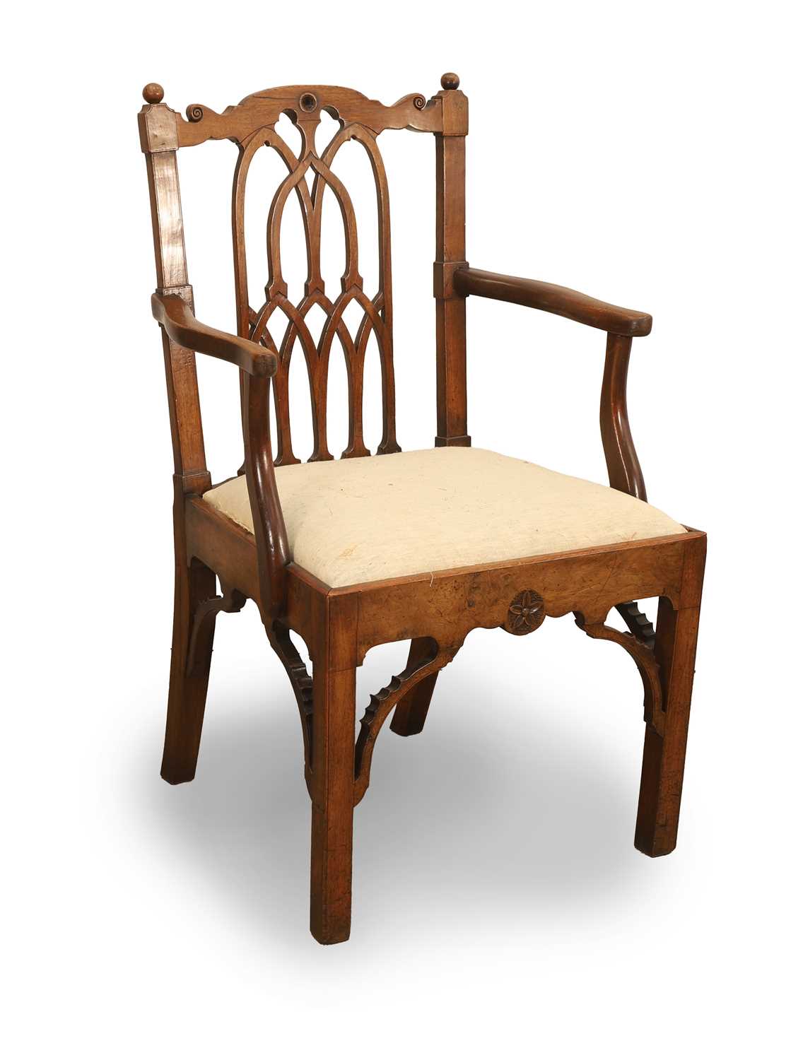 Lot 515 - A George III gothic walnut armchair