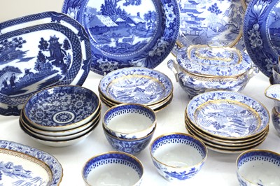 Lot 116 - Charles Bourne, a blue and white printed and gilt bordered part tea set