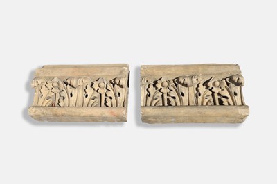 Lot 420 - A pair of buff terracotta tiles by J Stiff & Sons of Lambeth