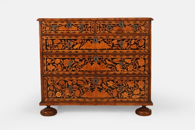 Lot A William and Mary walnut and marquetry chest of drawers
