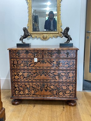 Lot 56 - A William and Mary walnut and marquetry chest of drawers
