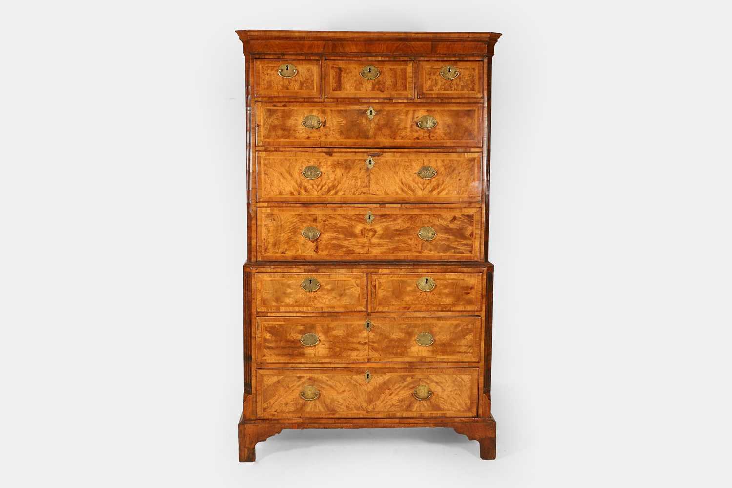 Lot 353 - A George II walnut chest on chest