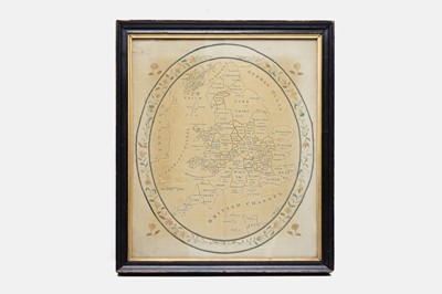 Lot 209 - A Regency silkwork embroidered map of England and Wales