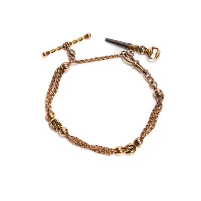 Lot 380 - A gold Albertine fob chain