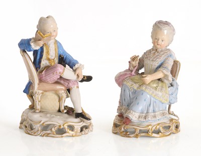 Lot 110 - A pair of Meissen porcelain figures
