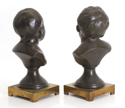 Lot 340 - A pair of bronze busts of young children