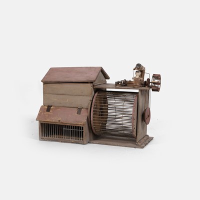 Lot 352 - An American folk art squirrel cage automaton
