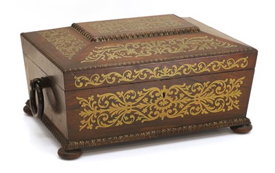 Lot 308 - A Regency rosewood and cut-brass inlaid box