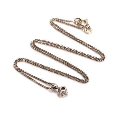 Lot 70 - An 18ct white gold diamond single stone pendant necklace