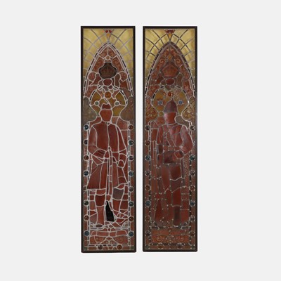 Lot 413 - A pair of Victorian stained-glass panel light boxes