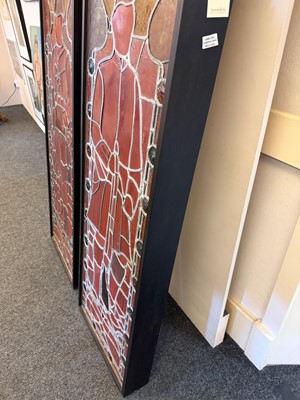 Lot 413 - A pair of Victorian stained-glass panel light boxes
