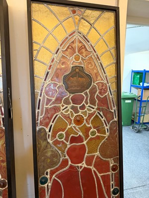 Lot 413 - A pair of Victorian stained-glass panel light boxes