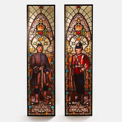 Lot 413 - A pair of Victorian stained-glass panel light boxes