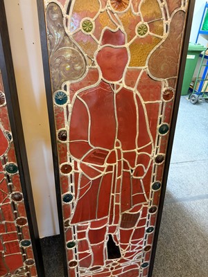 Lot 413 - A pair of Victorian stained-glass panel light boxes