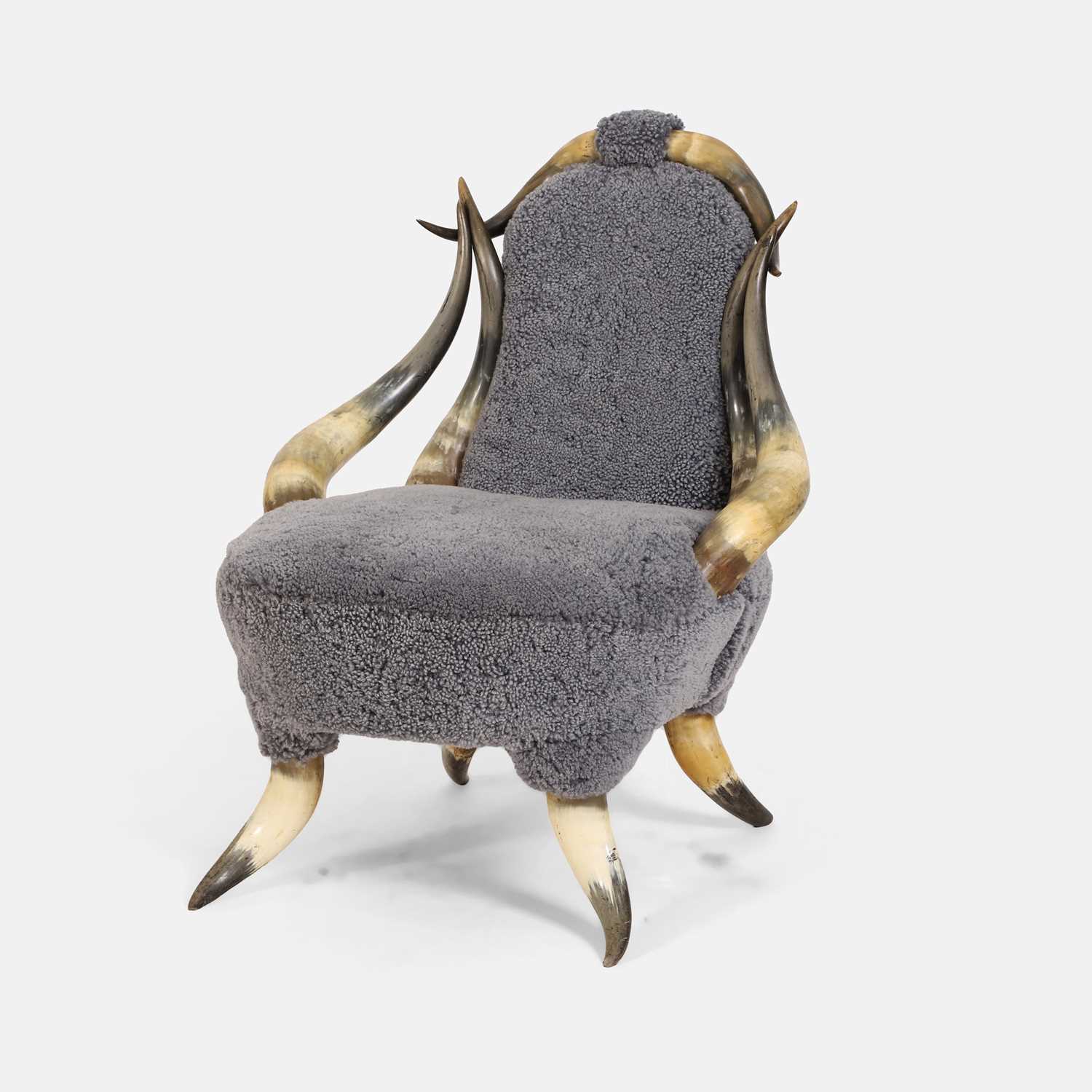 Lot 367 - A Black Forest horn chair