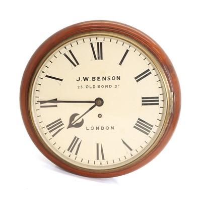 Lot 203 - A mahogany dial clock by J W Benson
