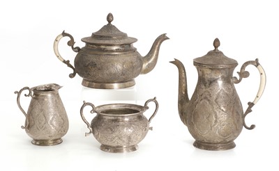 Lot 1 - A Middle Eastern silver four piece service