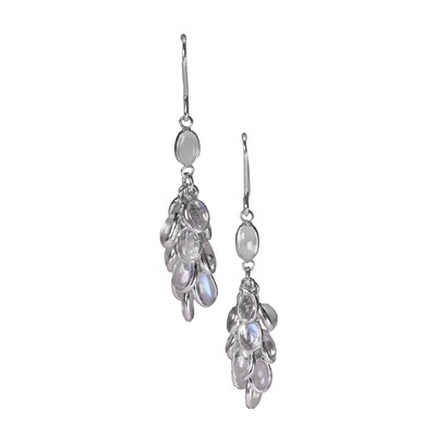 Lot 160 - A pair of moonstone drop earrings
