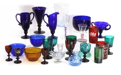 Lot 153 - A collection of coloured glass items