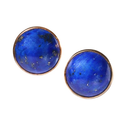 Lot 101 - A pair of lapis lazuli stud earrings